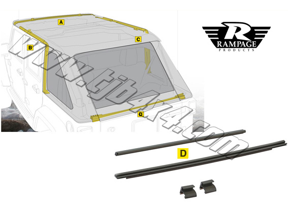 AD- Rglette de fixation de Benne pour bache, Jeep Wrangler JK